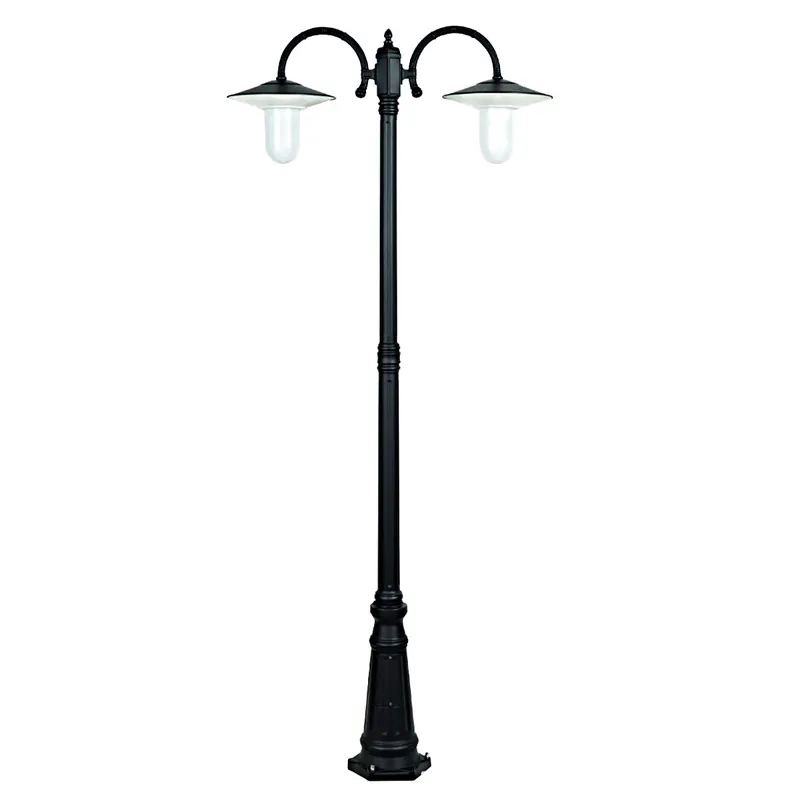 Mega-Angebot Zweiflammige mediterrane Landhausstil-Standleuchte mit Hofleuchtenaufsätzen, 226 cm