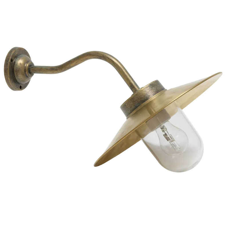 Hofleuchte mit gebogenem Wandarm und Messingschirm 38-45 BR-S Top-Angebot