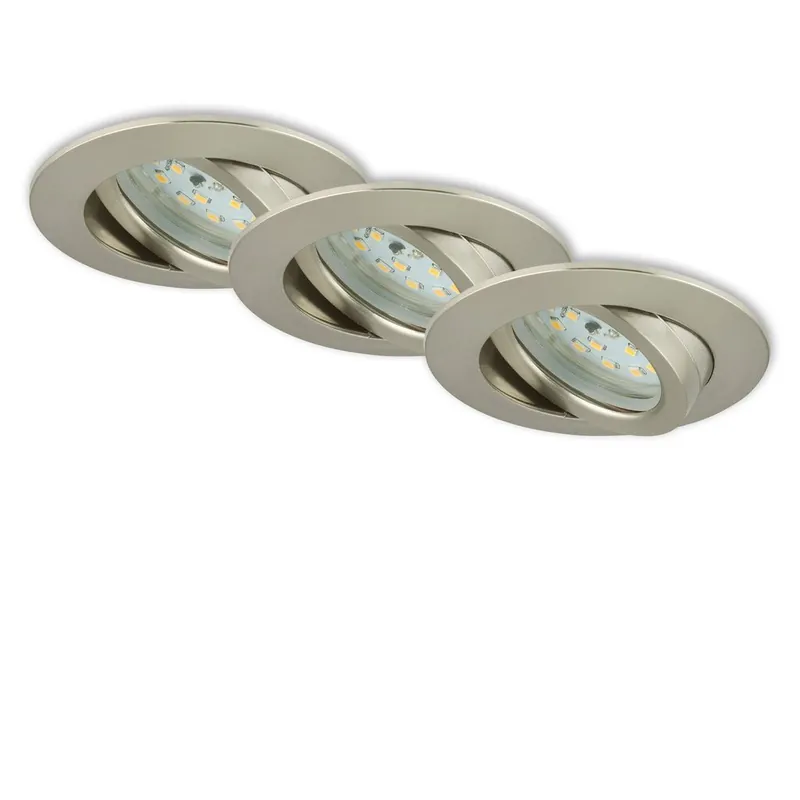 3er Set LED Einbauleuchte, Ø 8,2 cm, 5,5 W, Matt-Nickel Sofort Bestellen