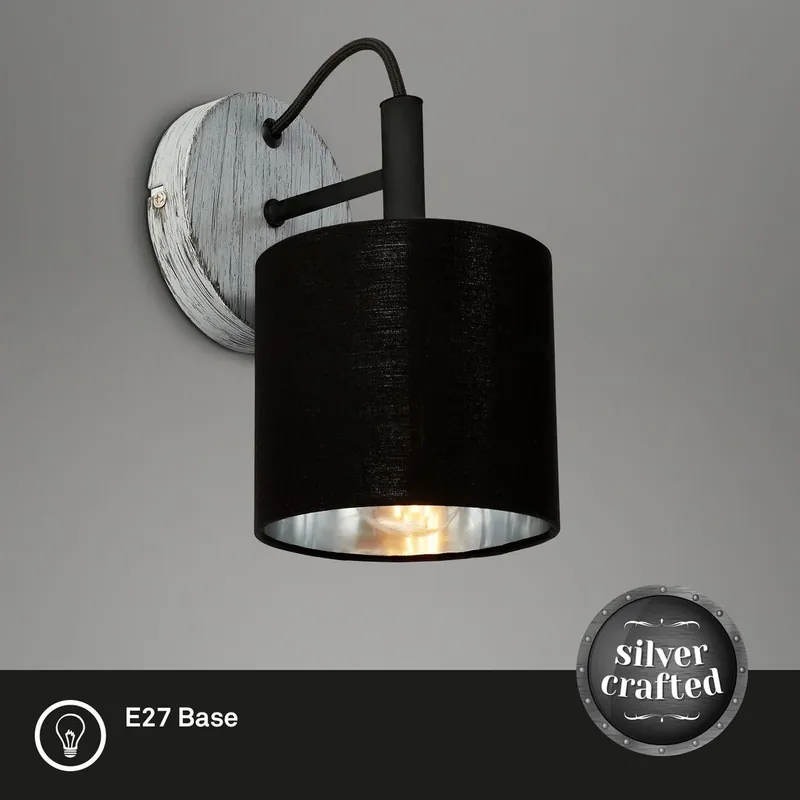 Stoff Wandleuchte Ø 12 cm exkl. E14 max. 25W antik-silber Ausverkauf