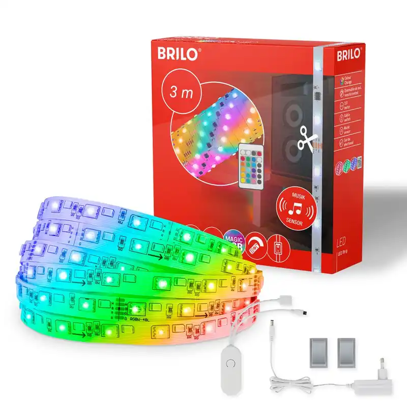 Versand Am Gleichen Tag Magic RGBIC LED Streifen, 3 Meter, mit Musik-Sensor, 12 W, Kunststoff