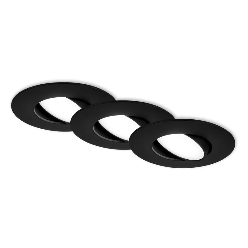 3er Set LED Einbauleuchte, 9 cm, 4,9W, 480lm schwarz Preisknaller