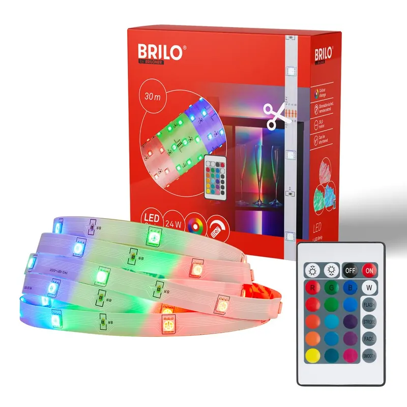 Briloner LED Strip 30m, Fernbedienung, RGB Farbmodi, Weiß Saisonangebot