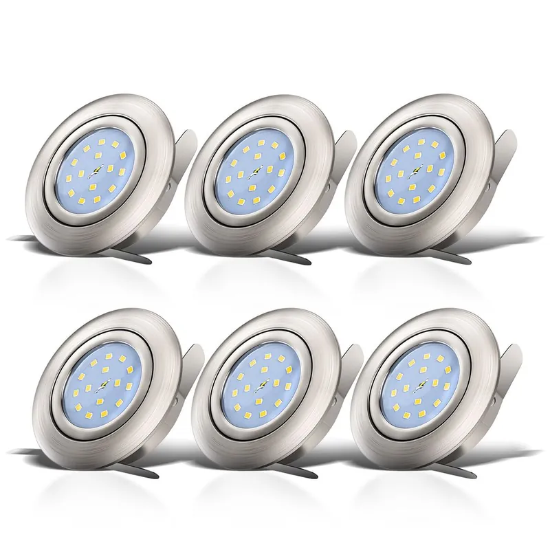 Einbauspot 6er Set 68mm Lochmaß - 230V, 4,8W, 400lm, LED, warmweiß, matt-nickel Jetzt Kaufen