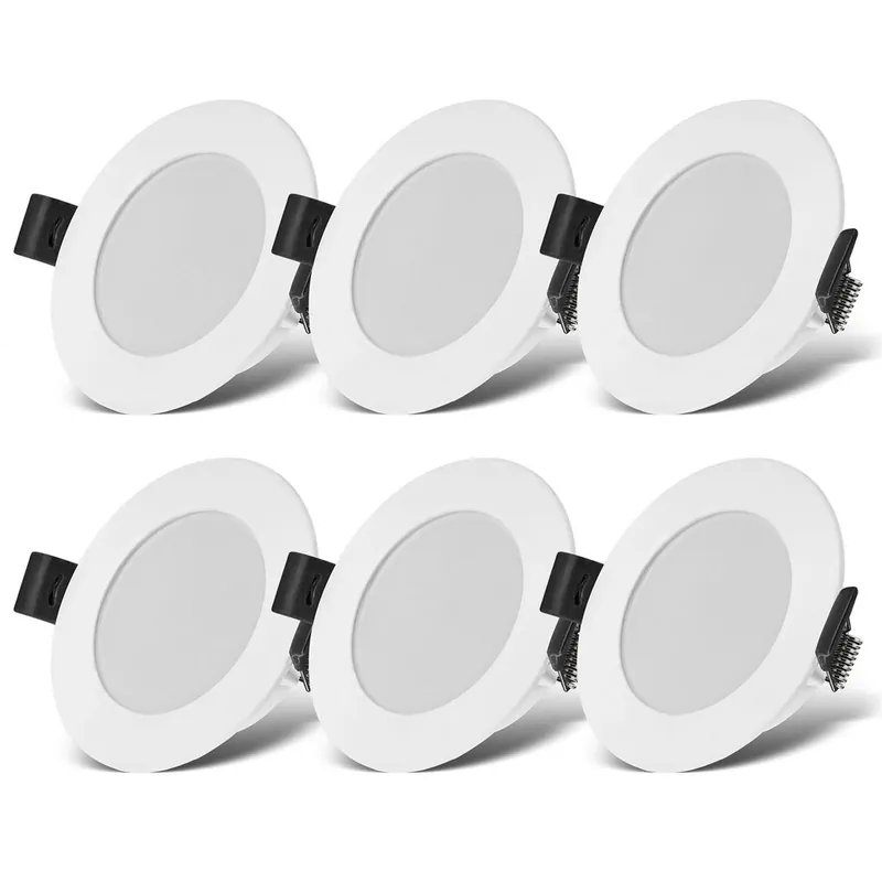 Kracherpreis Einbaustrahler 68mm 6er Set - 230V, 4W, 346lm, LED, IP44, warmweiß, weiß