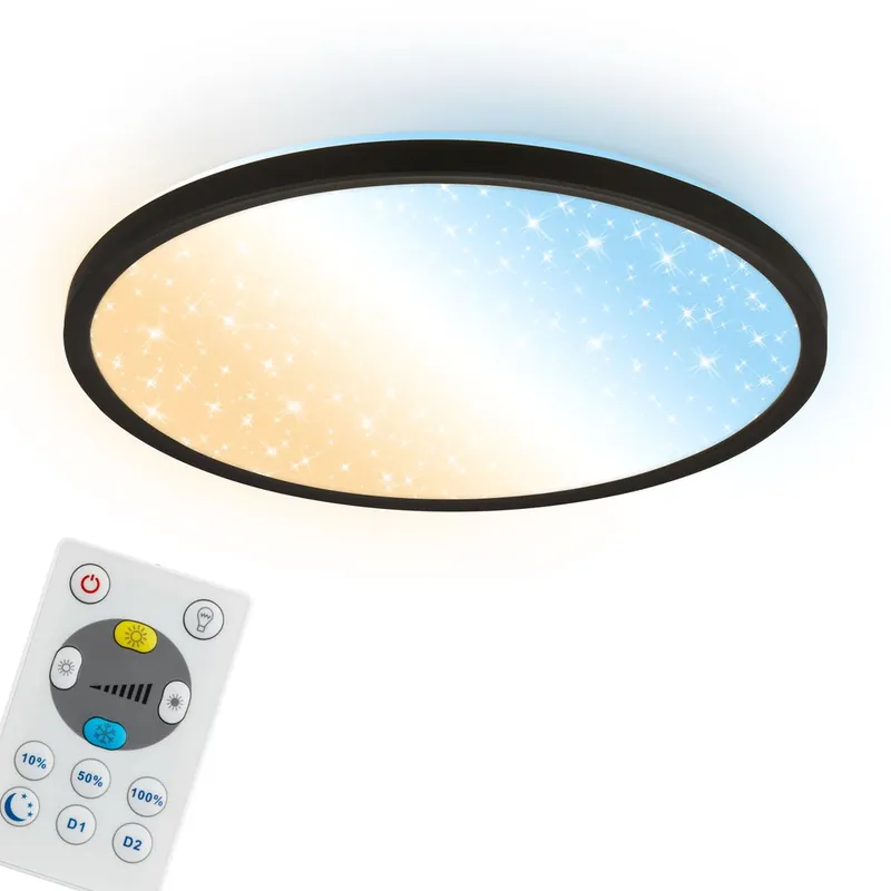 Slim LED Panel Ø29,3 cm - 18W, 2400lm, Fernbedienung, Dimmbar, CCT, Schwarz Preisknaller
