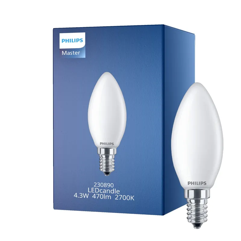 Philips Classic LED Kerze E14 Matt 4.3W 470lm - 827 Extra Warmweiß | Ersatz für 40W Schneller Versand