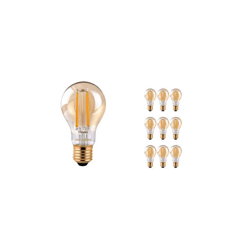 Mehrfachpackung 10x Noxion Lucent Fadenlampe LED E27 Birne Klar 8W 630lm - 822 Extra Warmweiß | Dimmbar - Ersatz für 50W Markenware