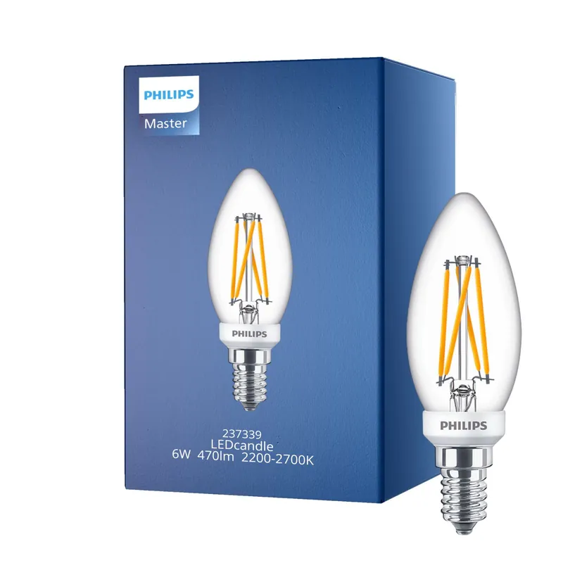 Philips Classic LED Kerze E14 Fadenlampe Klar 6W 470lm - 922-927 Dim To Warm | Höchste Farbwiedergabe - Dimmbar - Ersatz Für 60W Versand Am Gleichen Tag