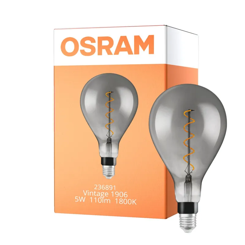 Osram Vintage 1906 LED E27 Birne Fadenlampe Smoke 160mm 5W 110lm - 818 Extra Warmweiß | Dimmbar - Ersatz für 25W Knallerangebot