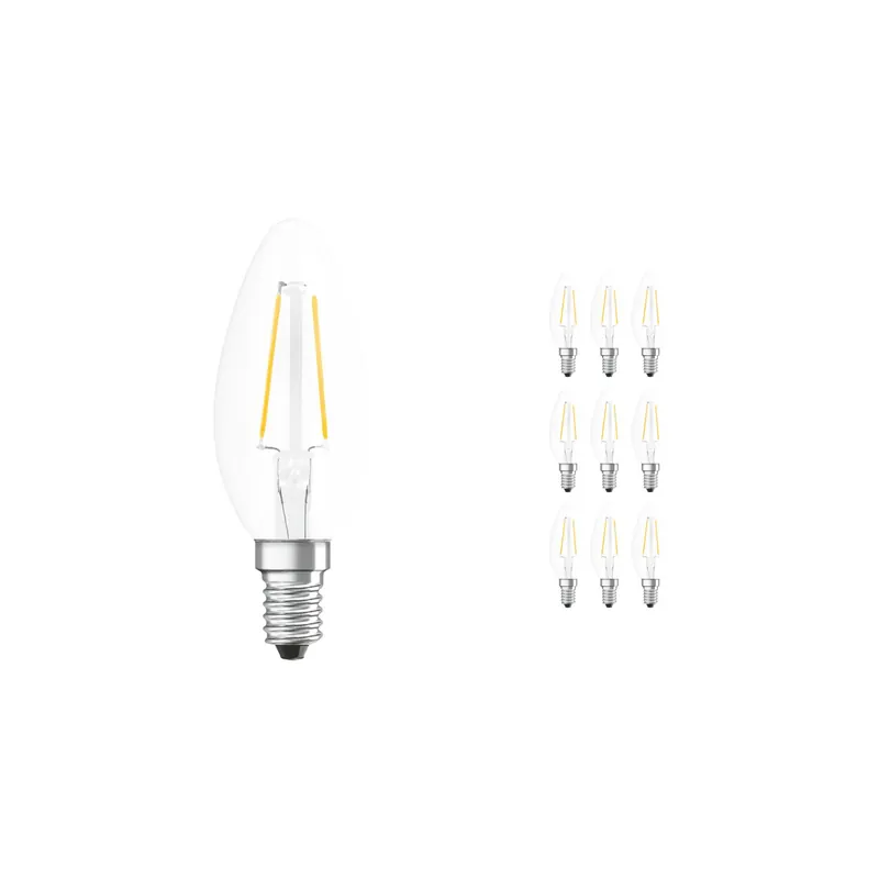 Mehrfachpackung 10x Ledvance Classic LED E14 Kerze Fadenlampe Klar 2.5W 250lm - 827 Extra Warmweiß | Ersatz für 25W Must-Have