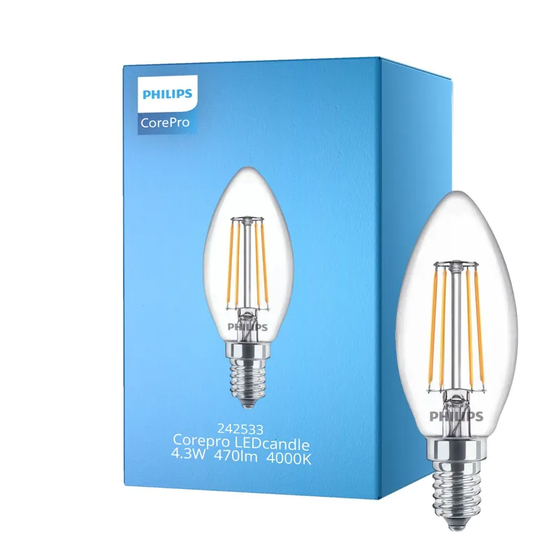 Philips Corepro LED Kerze E14 Fadenlampe Klar 4.3W 470lm - 840 Kaltweiß | Ersatz für 40W Knallerangebot