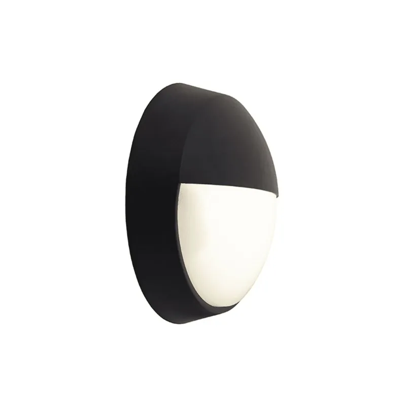 Schneller Versand Ansell LED Bulkhead Helder Circular Eyelid Black 12.5W 1058lm - 830-840-865 CCT | 215mm - IP54 - Motion and Light Sensor