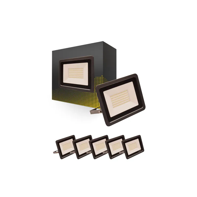Mehrfachpackung 6x Bright Choice LED-Scheinwerfer 50W 5000lm 100D - 830 Warmweiß | IP66 - Symmetrisch Neu Im Sortiment