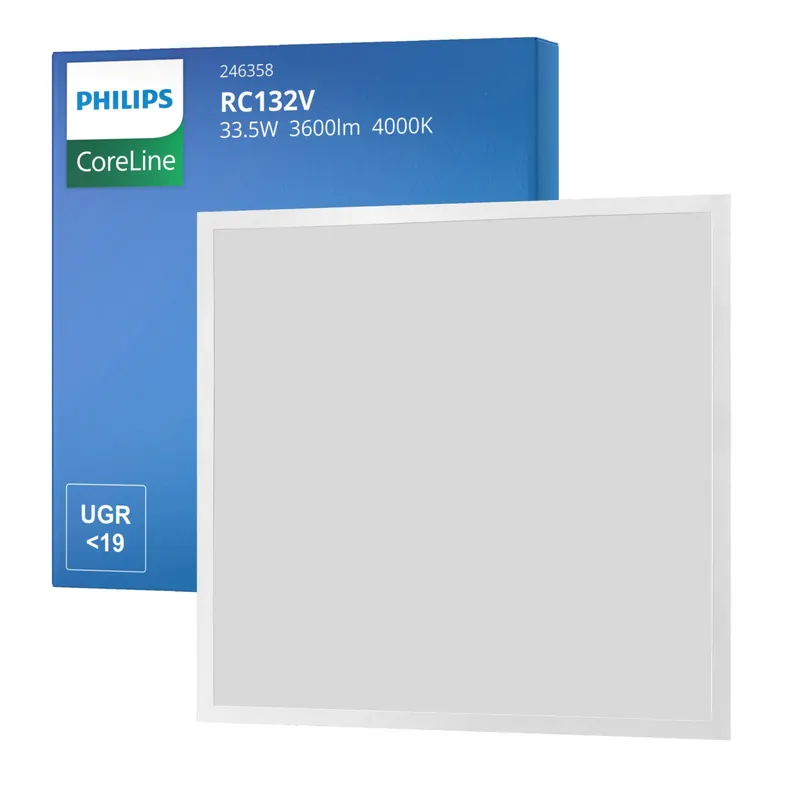 Neue Ware Philips LED Panel CoreLine RC132V 33,5W 3600lm - 840 Kaltweiß | 60x60cm - UGR <19 - Interact Dimmbar - 3 Stunden Notbeleuchtung