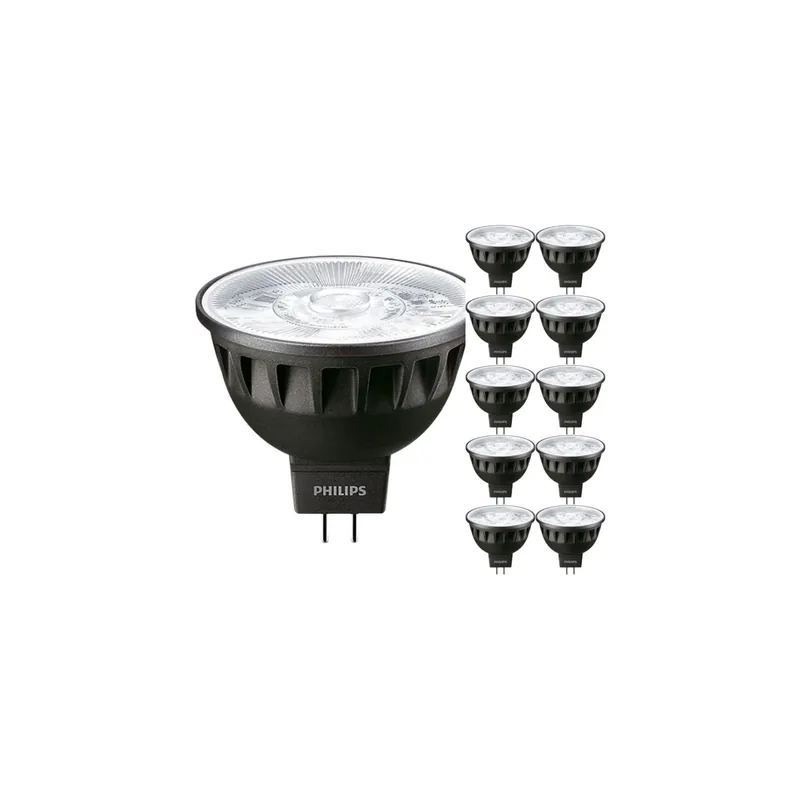 Mehrfachpackung 10x Philips Master LED Spot GU5.3 MR16 7.5W 485lm 24D - 927 Extra Warmweiß | Höchste Farbwiedergabe - Dimmbar - Ersatz für 50W Abverkauf