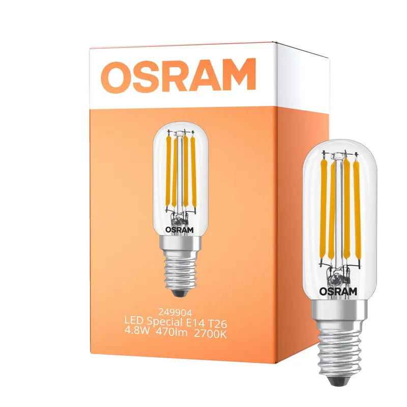 Versand Am Gleichen Tag Osram LED Special E14 Tubular Glühbirne T26 Fadenlampe Klar 4.8W 470lm - 827 Extra Warmweiß | Dimmbar - Ersatz Für 40W