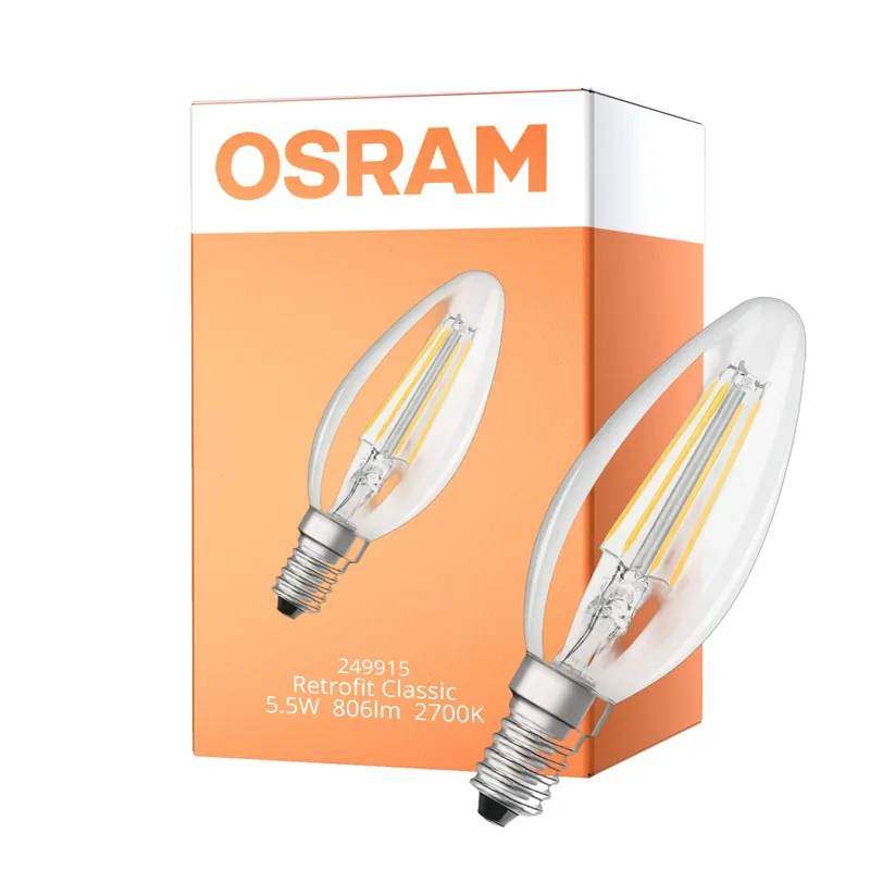 Osram Classic LED E14 Kerze Fadenlampe Klar 5.5W 806lm - 827 Extra Warmweiß | Dimmbar - Ersatz Für 60W Wochenendangebot