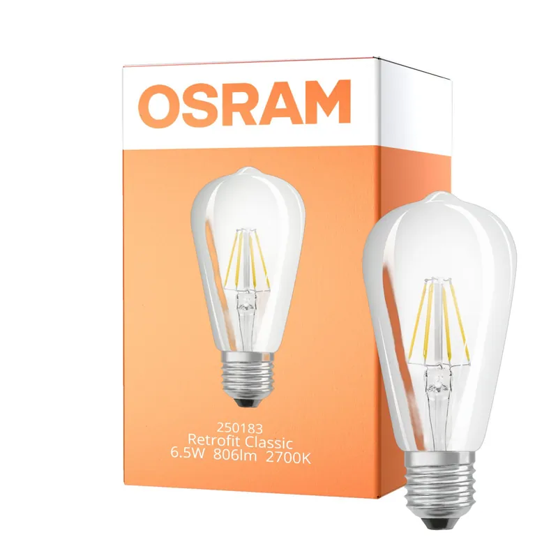 Osram Classic LED E27 Edison Fadenlampe Klar 6.5W 806lm - 827 Extra Warmweiß | Ersatz Für 60W Preiswert