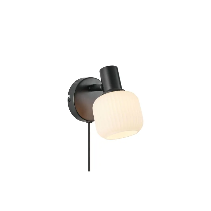 Sonderaktion Nordlux Milford Wandleuchte Glas Schwarz | Geeignet für 1x E14