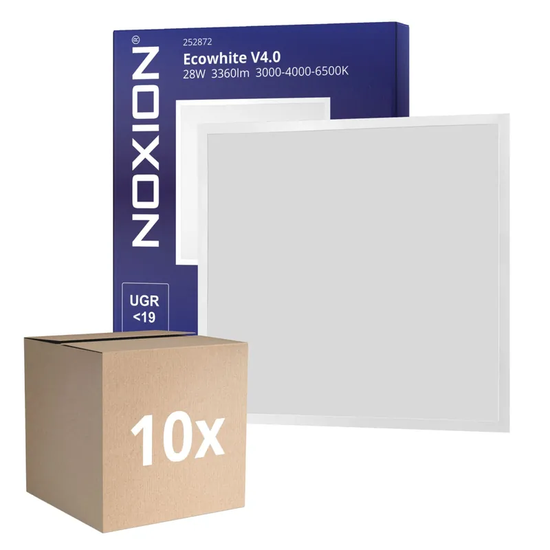 Sichere Zahlung Mehrfachpackung 10x Noxion LED Panel Ecowhite V4.0 28W 3360lm - 830-840-865 CCT | 60x60cm - UGR <19 - Philips driver