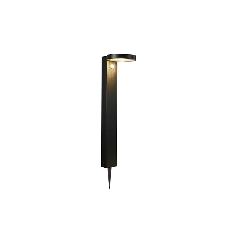 Ausverkauf Nordlux Solar Sockellampe Rica Rund Rostfreier Stahl Schwarz 4.5W 400lm - 830 Warmweiß | Bewegungs- und Lichtsensor