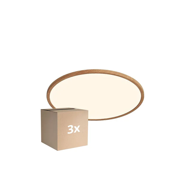 Nur Heute Mehrfachpackung 3x Nordlux LED Deckenleuchte Oja 42 Holz 24W 2150lm - 827 Extra Warmweiß | Dimmbar