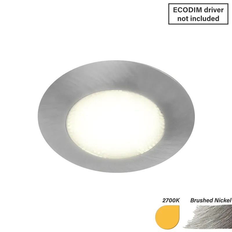 EcoDim Einbau Spot Nickel 3W 240lm 90D - 827 Extra Warmweiß | 62mm - Ausschnitt 55mm - IP54 - Dimmbar Geprüft