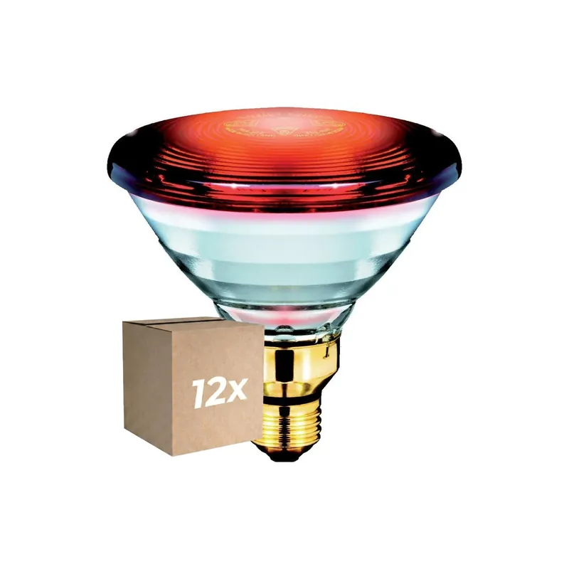 Mehrfachpackung 12x Philips PAR38 IR 150W E27 230V Rot Preis Gesenkt