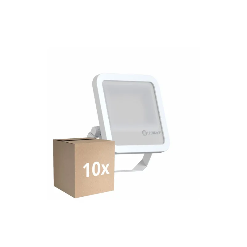 Abverkauf Mehrfachpackung 10x Ledvance LED-Scheinwerfer 100 Aluminium Weiß 69W 10000lm 100D - 865 Tageslichtweiß | IP66 - Symmetrisch