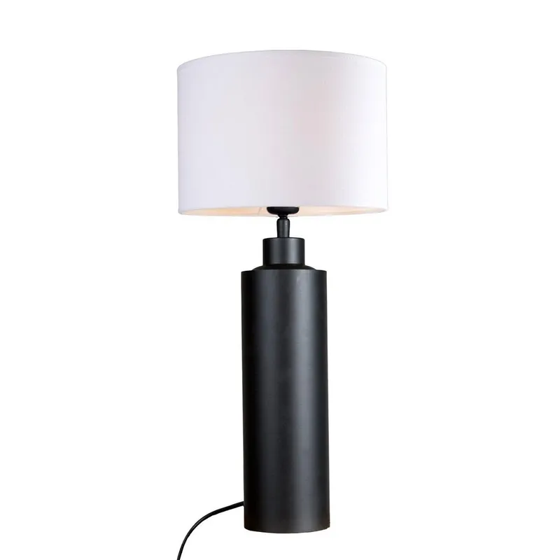 PR Home 4164403-FR01 Tischleuchte Solo Schwarz matt Stoffschirm weiß 65cm Meistverkauft