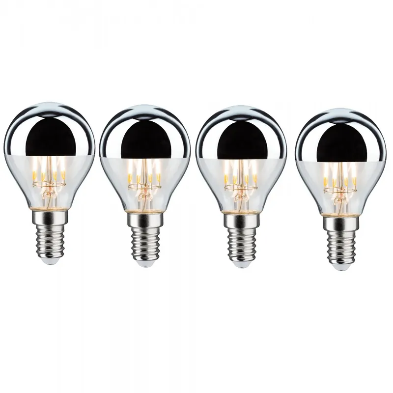 Markenware Paulmann No. 5077 Bundle 4xLED Tropfen 4,8W E14 Kopfspiegel Silber Warmweiß dimmbar