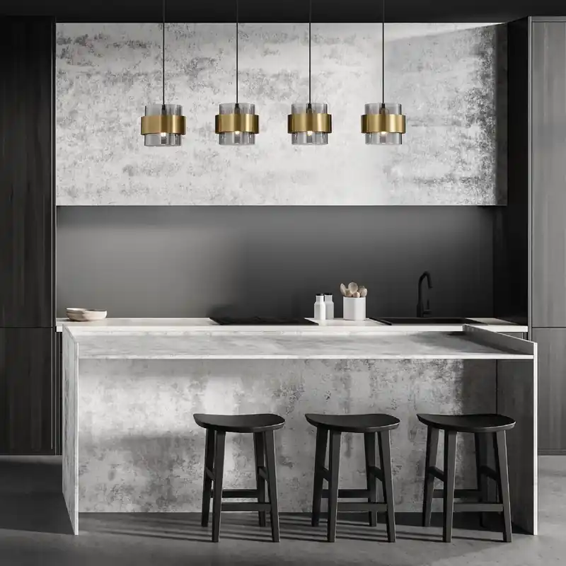 Neuheit Nova Luce 9236383 SIANNA Pendelleuchte 4-flammig Gold Rauchglas Schwarz E27