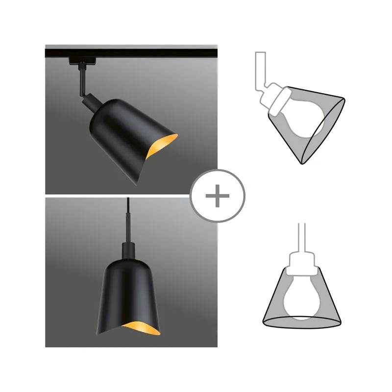 Echt Paulmann 95604 Schienensystem Urail Schirm Alvaro DecoSystems 144mm Schwarz Gold