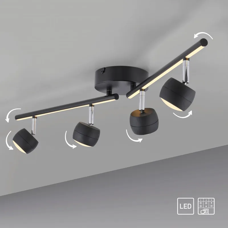 Neue Ware JUST LIGHT 11402-18 JARIK Deckenleuchte 4-flammig schwarz 3000K