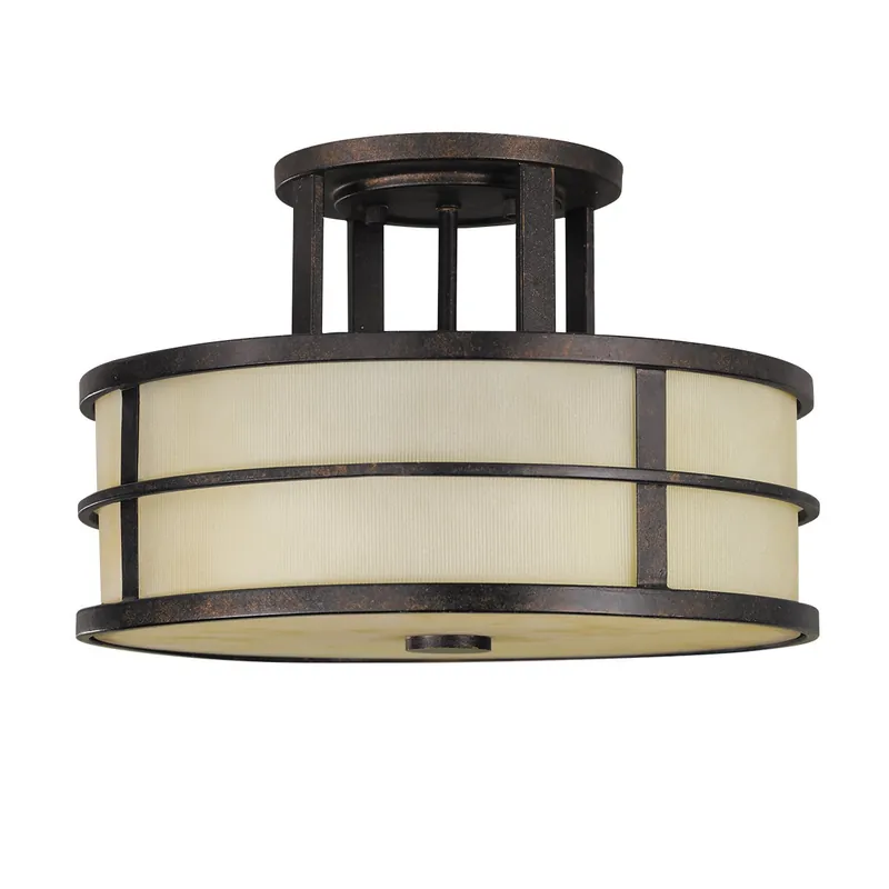 Rabatt Elstead Lighting Fusion Deckenleuchte 3-Light Semi-Flush Bronze Amber 35cm E27