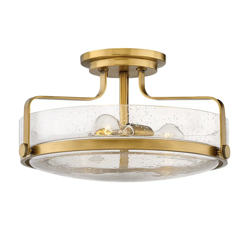 Nur Für Kurze Zeit Elstead Lighting Harper Deckenleuchte Semi-Flush Medium 3-Light Messing Klarglas E27