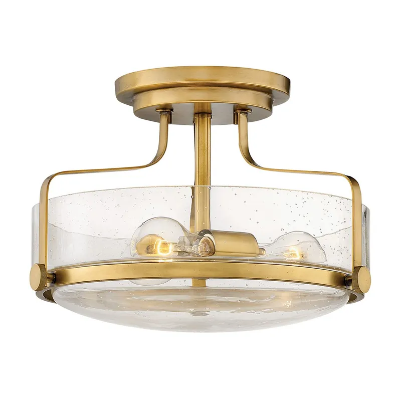 Neue Kollektion Elstead Lighting Harper Deckenleuchte Semi-Flush Small Messing Klarglas E27