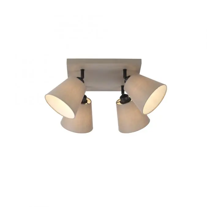 Schnäppchen LED Deckenlampe 4 flammig Farbe quadratisch taube drehbar Stoffschirm