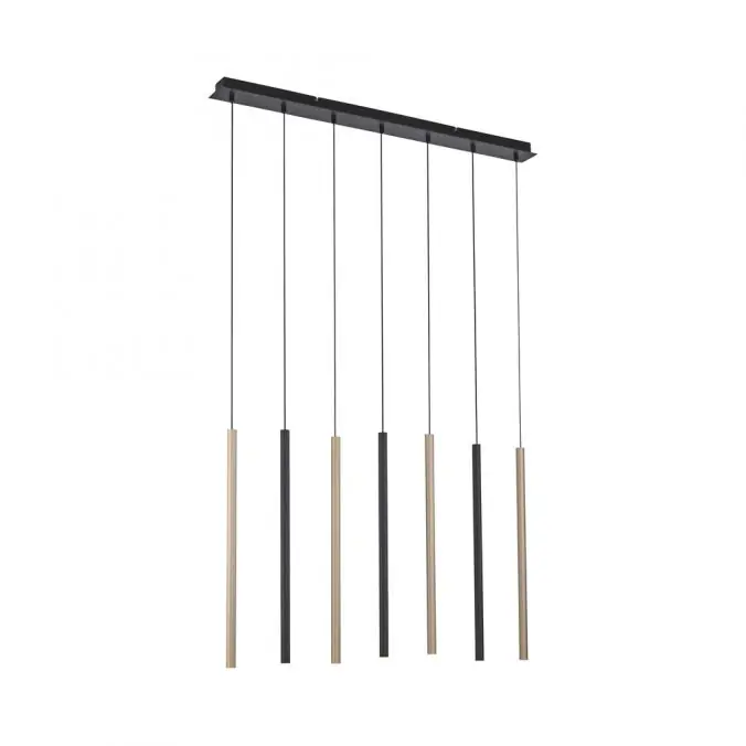 Sonderangebot LED Pendelleuchte schwarz messing matt 7 flammig dimmbar Memoryfunktion