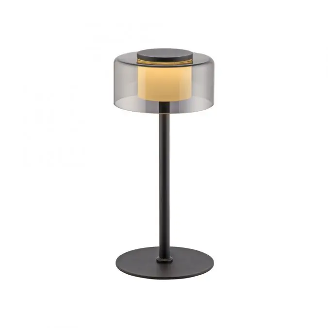 LED Tischleuche schwarz stufenlos dimmbar Rauchglas Memoryfunktion Preis Gesenkt
