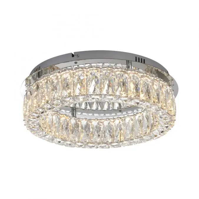 LED Kronleuchter Deckenlampe chrom Kristallanhänger 3-Stufen-Dimmer Neu Im Sortiment