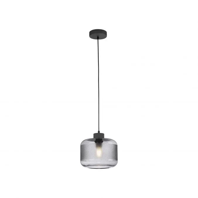 Markenprodukt Pendelleuchte stahl, rauchfarbiges Glas